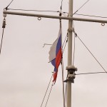 Rosyjska bandera na kutrze.